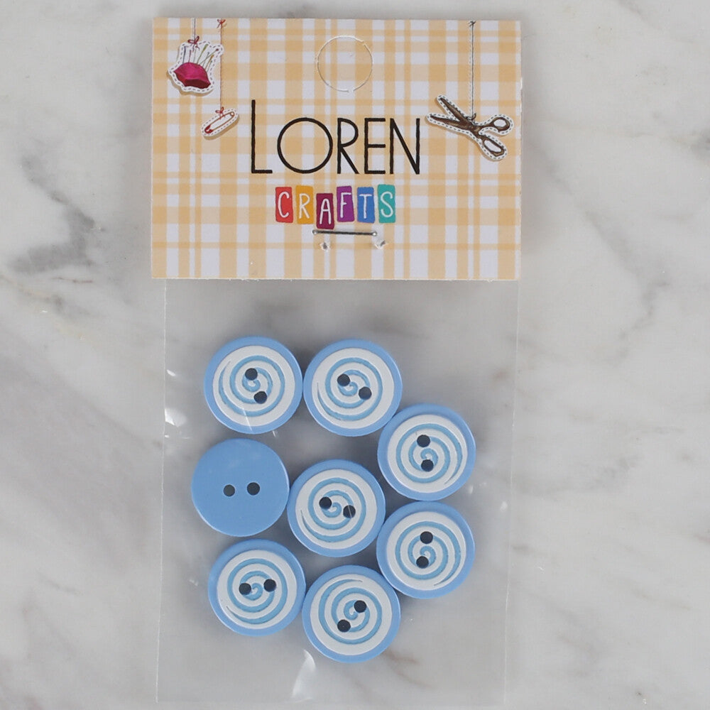Loren Crafts 8 Pack Round Button, Blue- 451