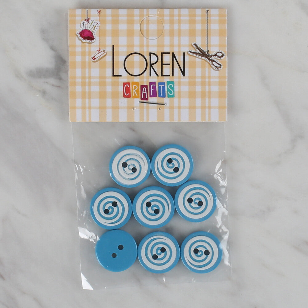 Loren Crafts 8 Pack Round Button, Blue - 453