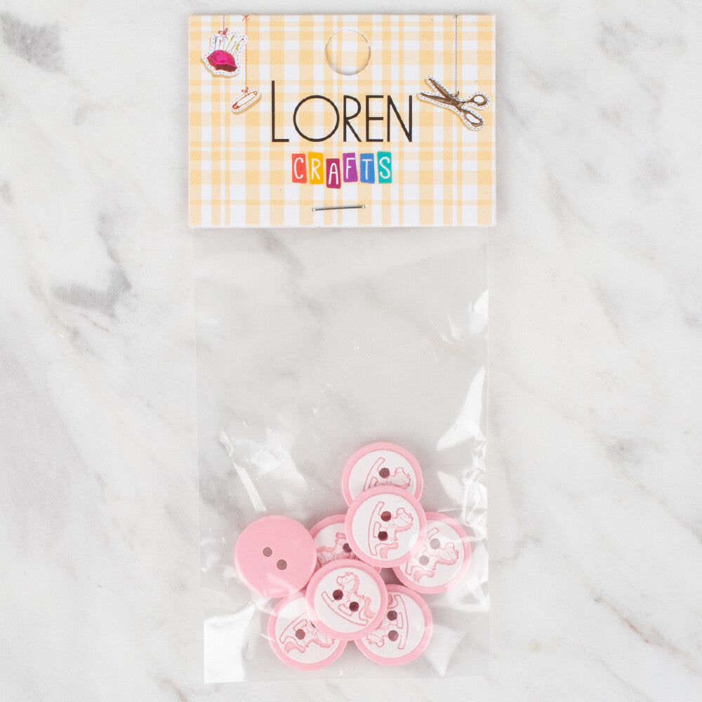 Loren Crafts 8 Pack Round Button, Pink - 496