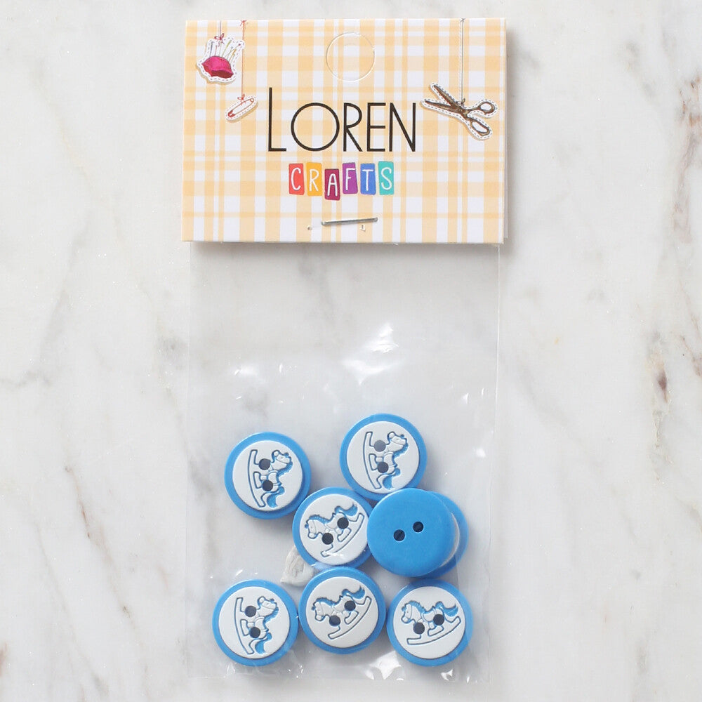 Loren Crafts 8 Pack Round Button, Petrol Blue - 501