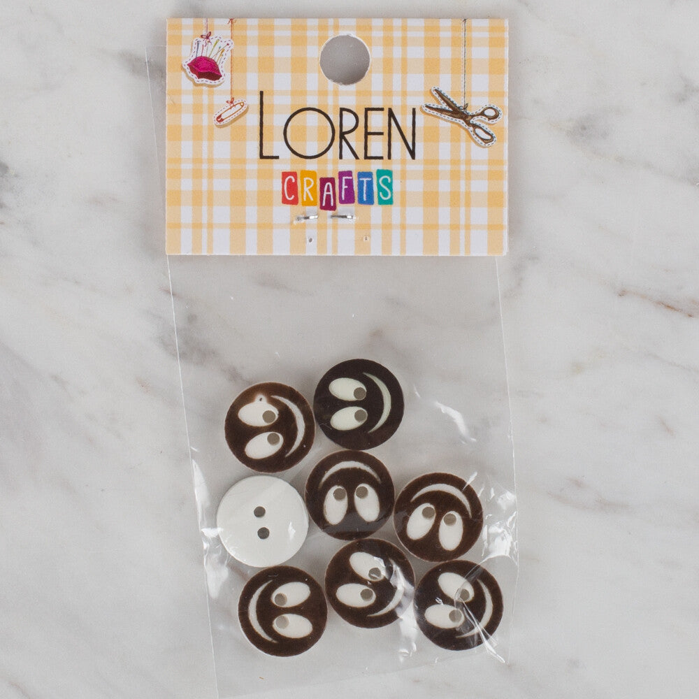 Loren Crafts 8 Pack Smiley Button, Brown - 517