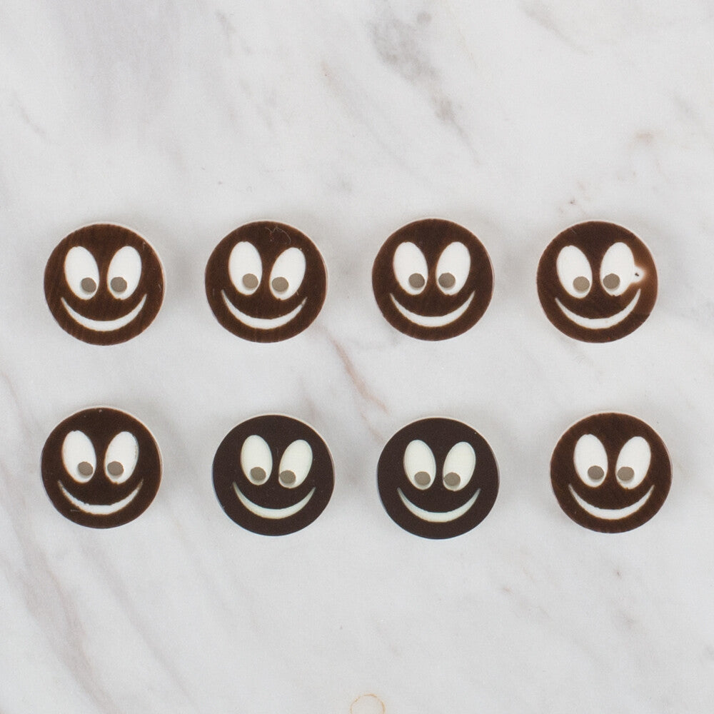 Loren Crafts 8 Pack Smiley Button, Brown - 517