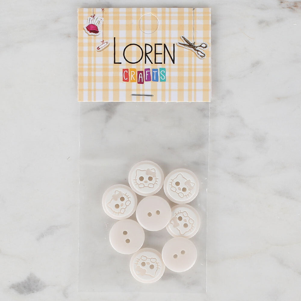 Loren Crafts 8 Pack Cat Button, White - 580