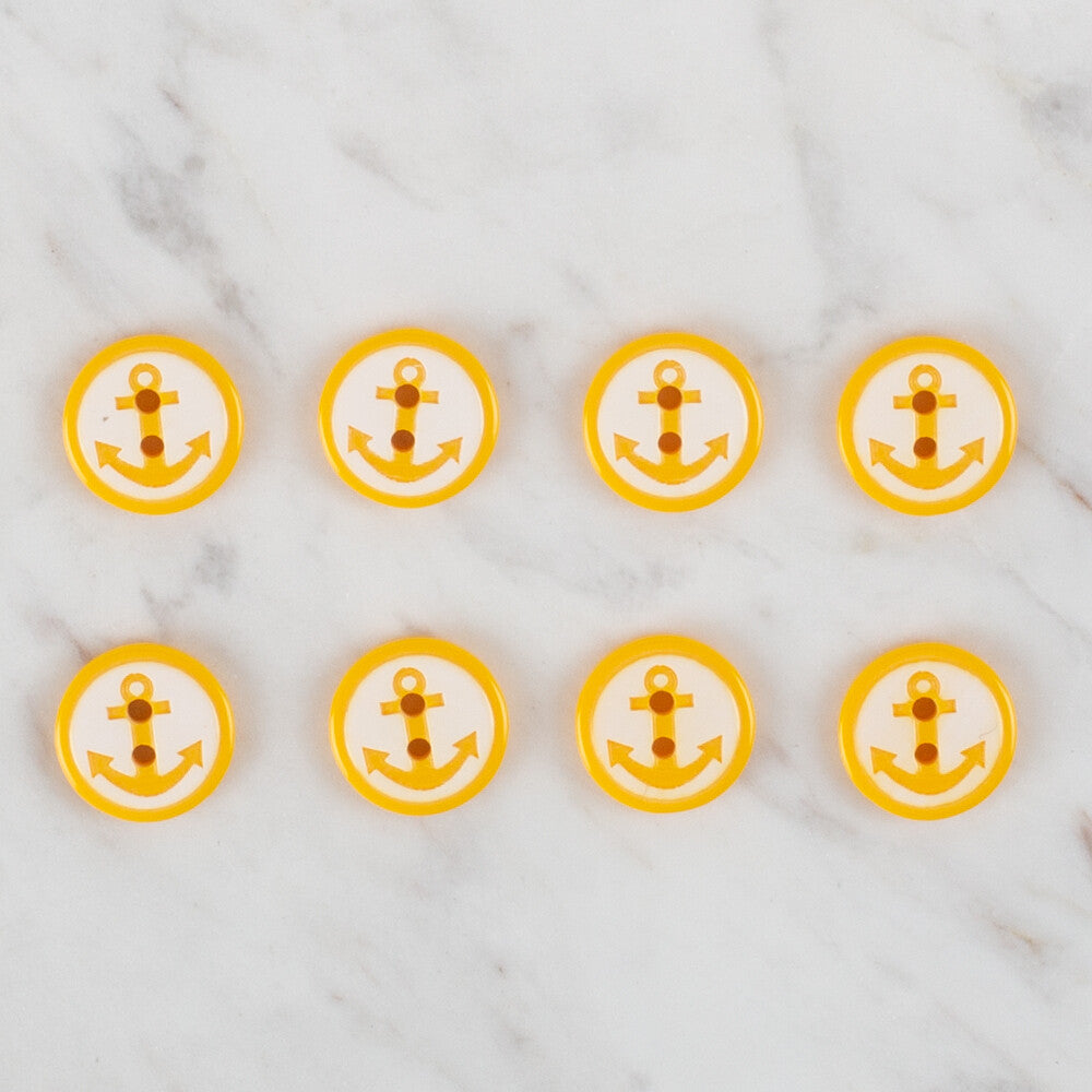 Loren Crafts 8 Pack Anchor Button, Yellow - 607