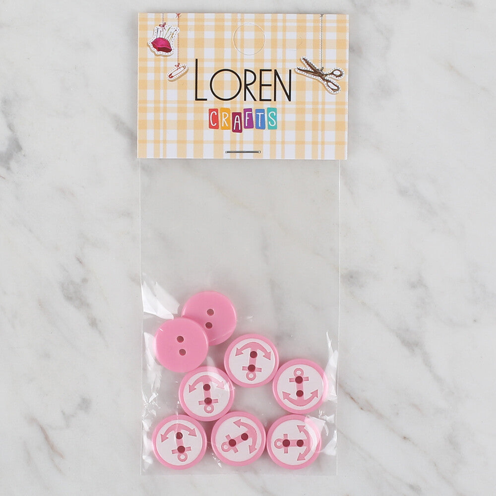 Loren Crafts 8 Pack Anchor Button, Pink- 608