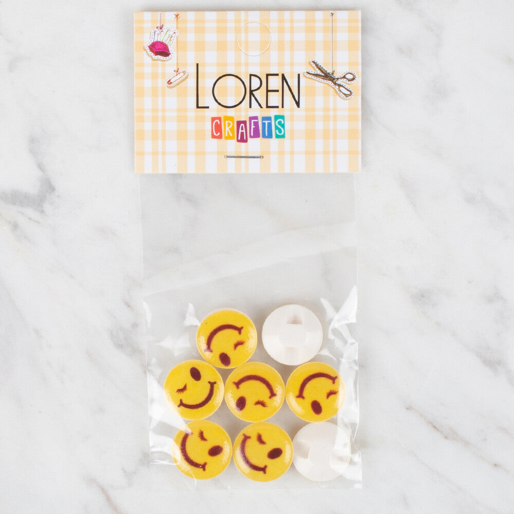 Loren Crafts 8 Pack Button, Yellow - 661
