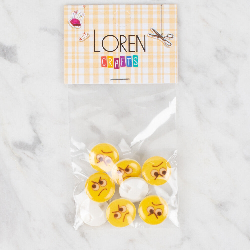 Loren Crafts 8 Pack Button, Yellow - 664