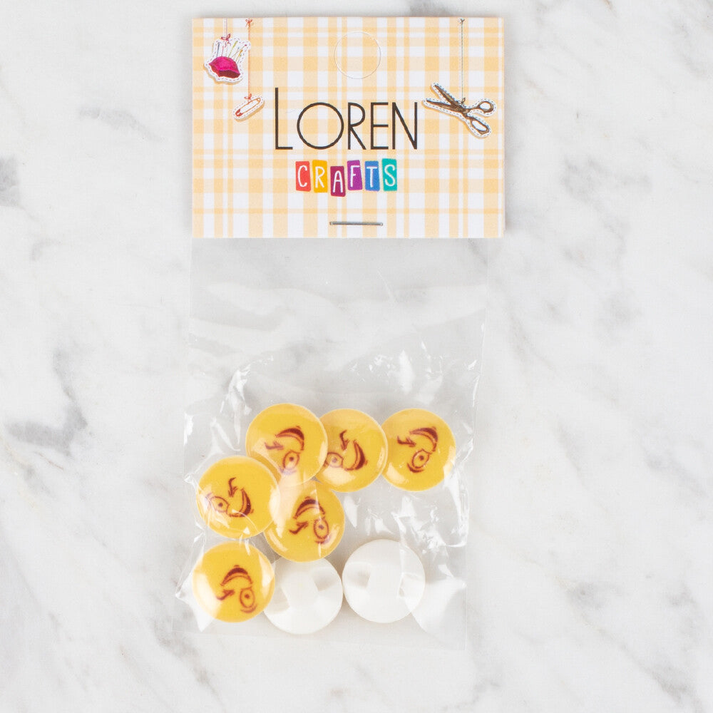 Loren Crafts 8 Pack Button, Yellow - 669
