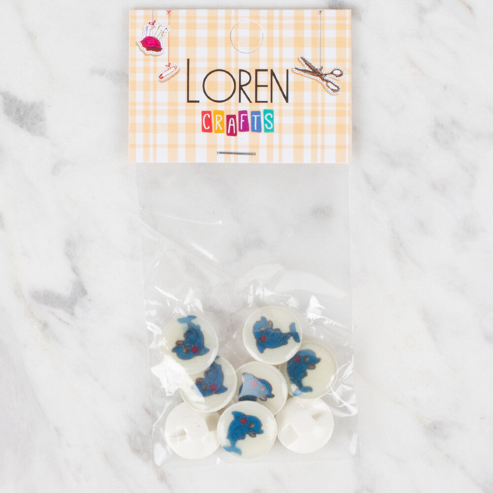 Loren Crafts 8 Pack Dolphin Button, - 680