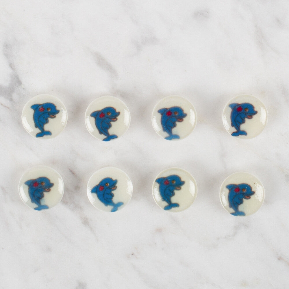 Loren Crafts 8 Pack Dolphin Button, - 680