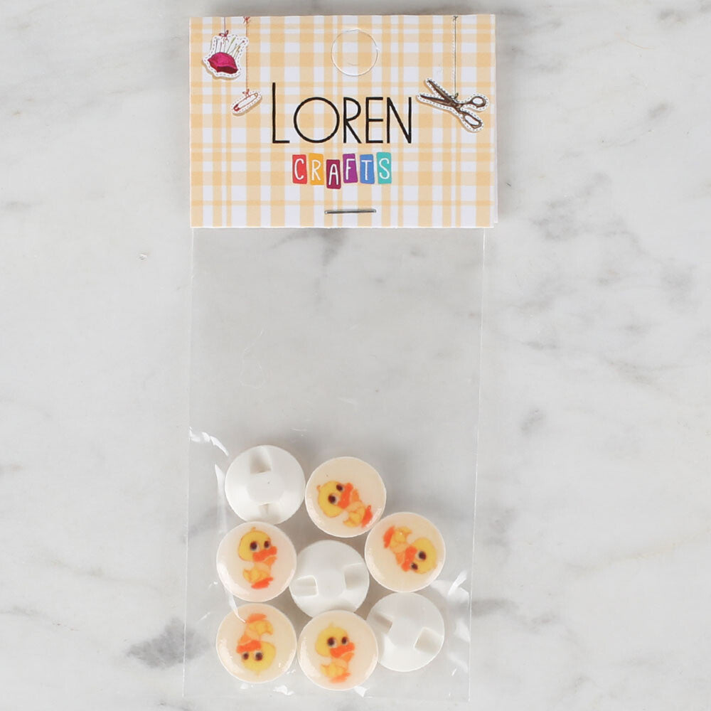 Loren Crafts 8 Pack Duck Button, Cream - 681