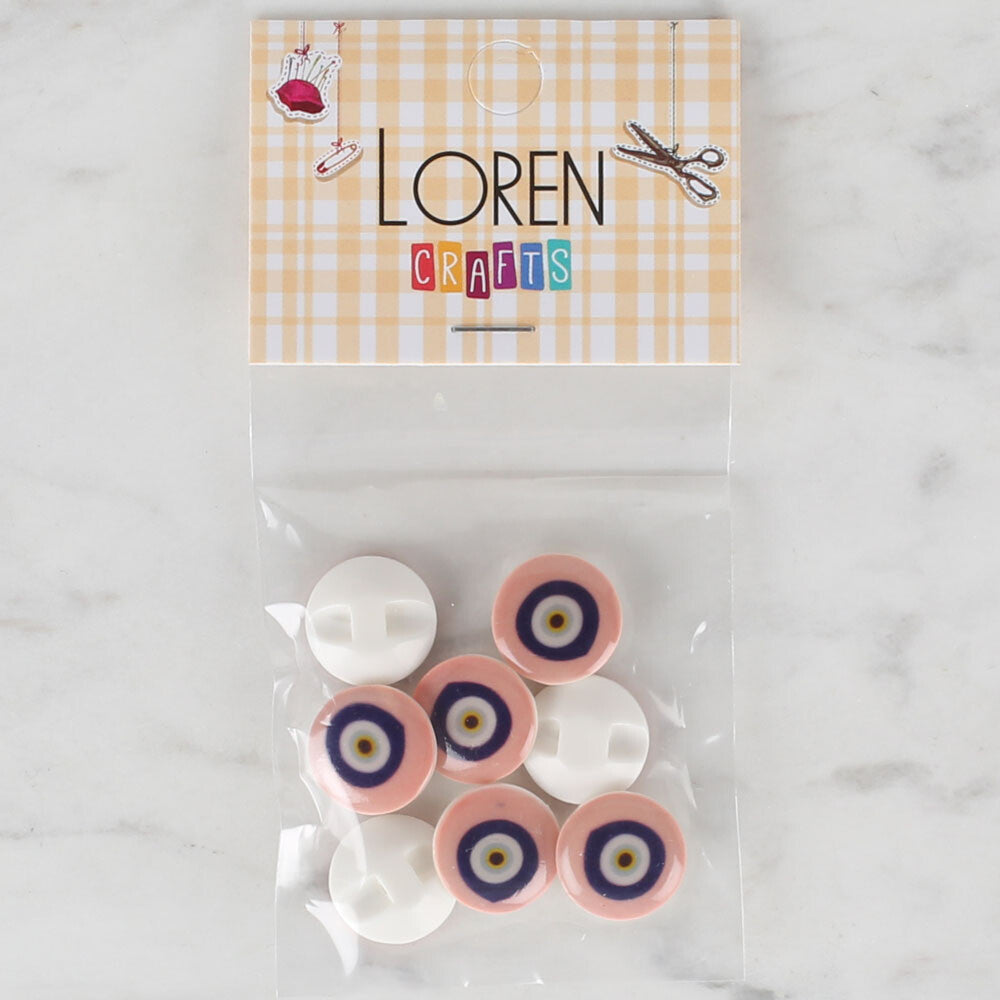 Loren Crafts 8 Pack Evil Eye Beads Button, Powder- 685