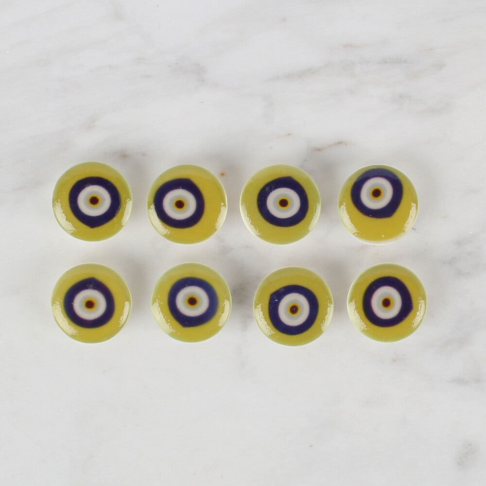 Loren Crafts 8 Pack Evil Eye Bead Button, Green - 691
