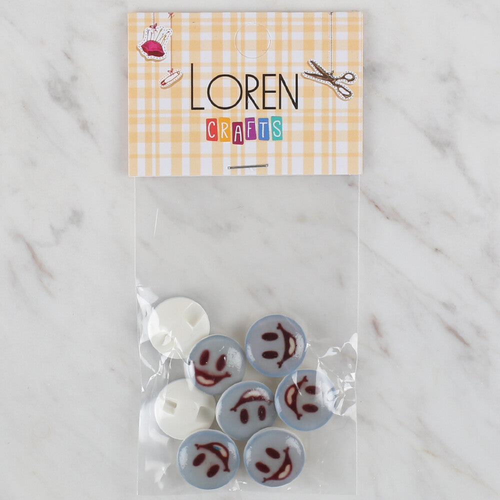 Loren Crafts 8 Pack Round  Button, Blue - 699