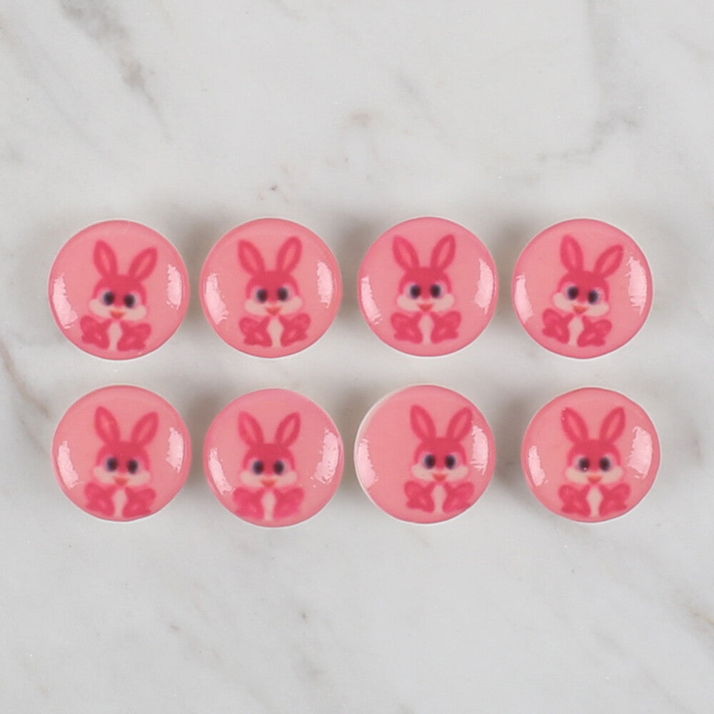 Loren Crafts 8 Pack Rabbit Button, Pink - 706