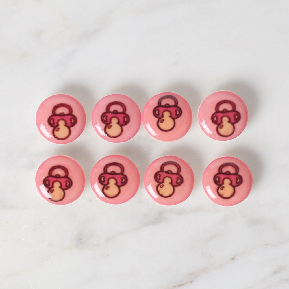 Loren Crafts 8 Pack Pacifier Button, Pink - 709