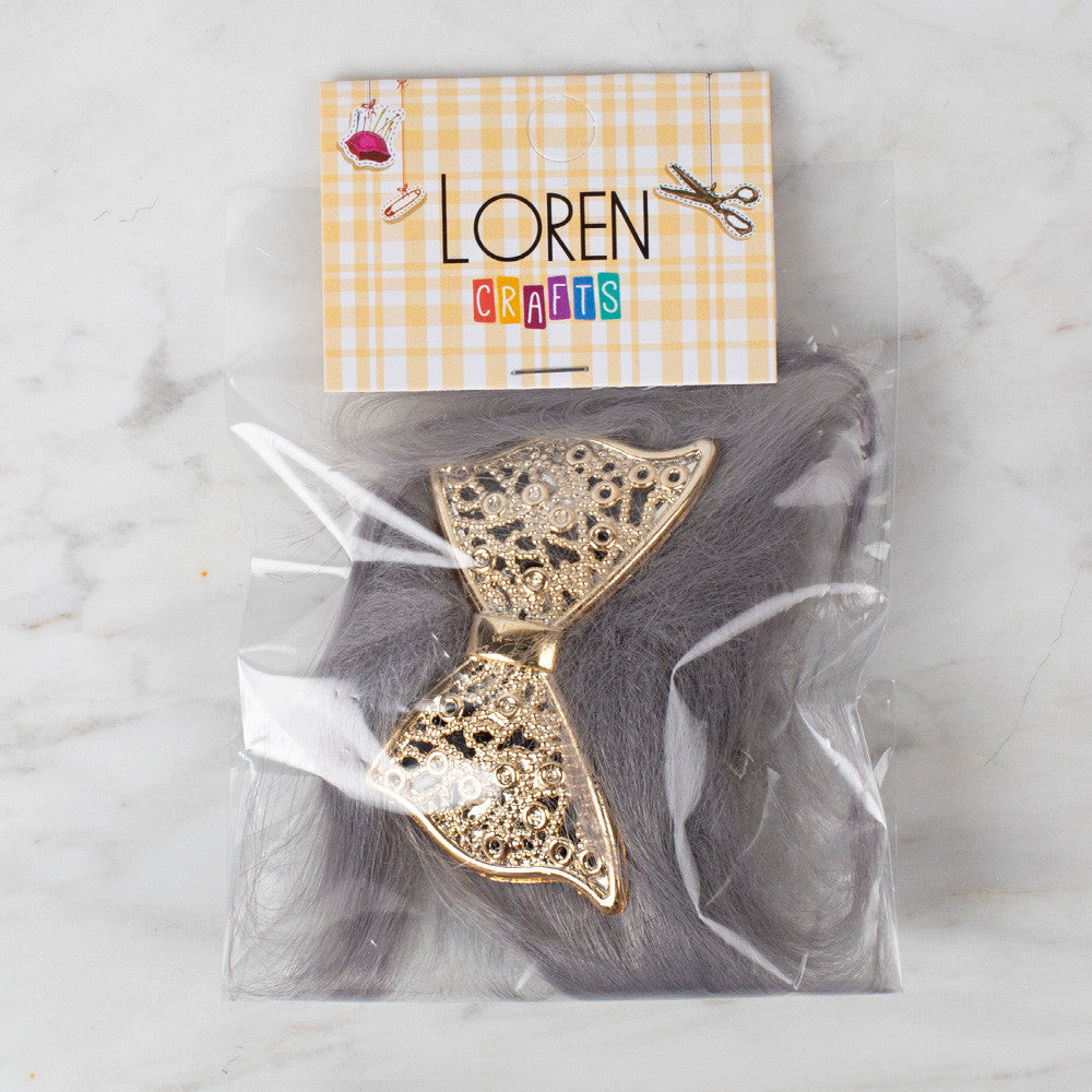 Loren 2 Pcs Faux Fur Fluffy Shoe Clip, Dark Grey