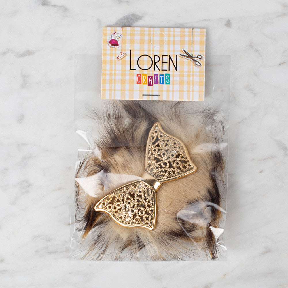 Loren 2 Pcs Faux Fur Fluffy Shoe Clip, Speckled Cream