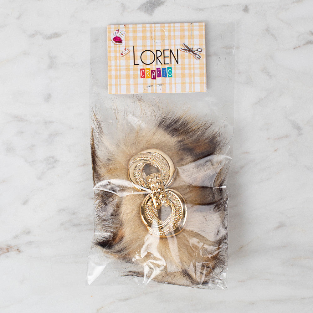 Loren 2 Pcs Faux Fur Fluffy Shoe Clip, Speckled Cream