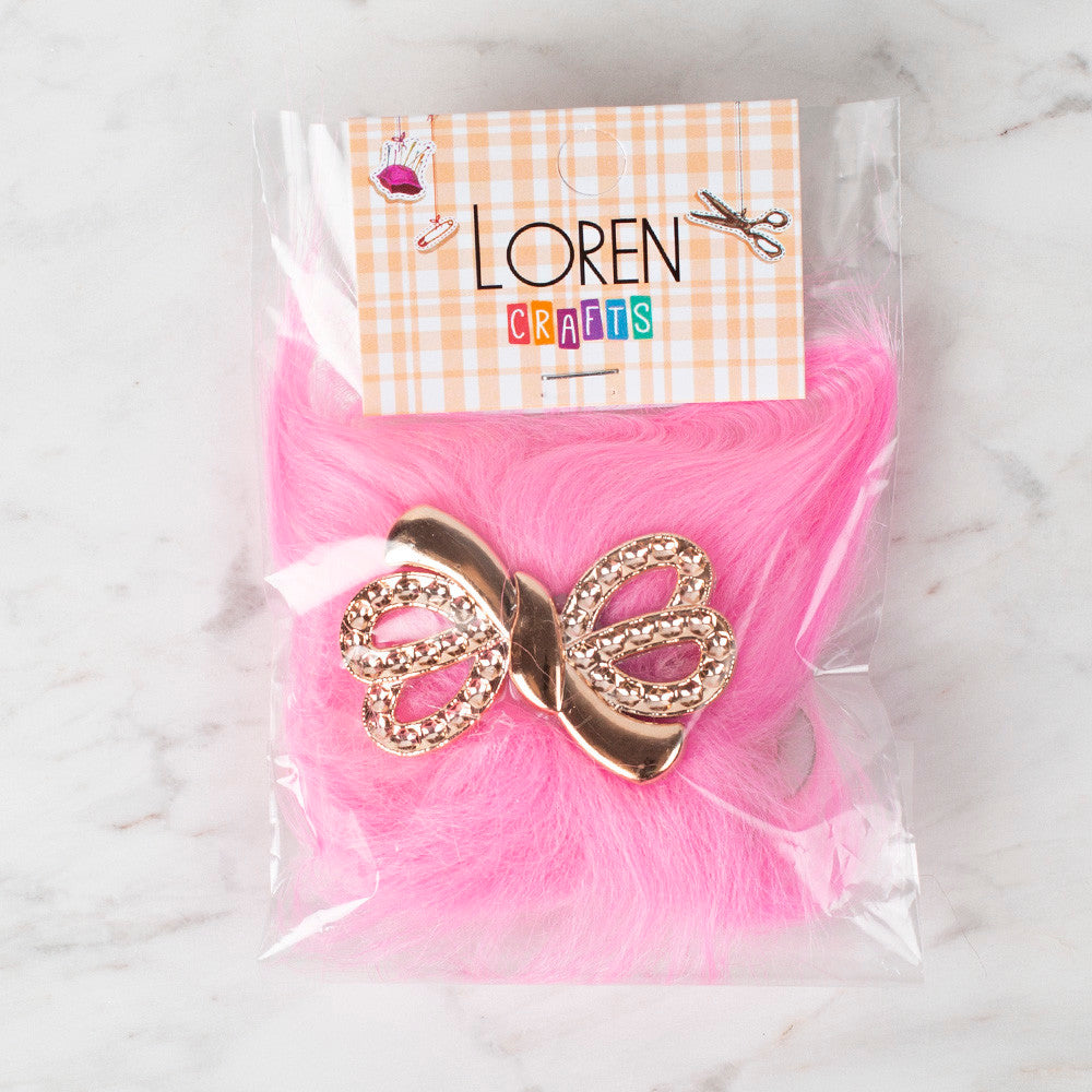 Loren 2 Pcs Faux Fur Fluffy Shoe Clip, Neon Pink