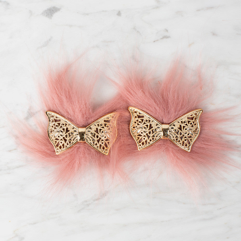 Loren 2 Pcs Faux Fur Fluffy Shoe Clip, Pink