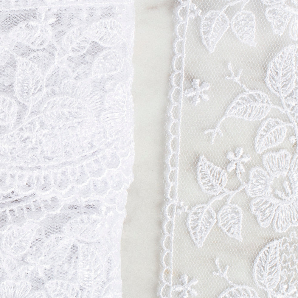 Önel Lace Ribbon, 5 cm, White, Flower Patterned - 60