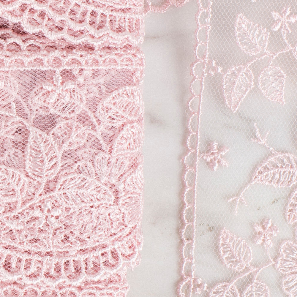Önel Lace Ribbon, 5 cm, Light Pink, Flower Patterned - 60