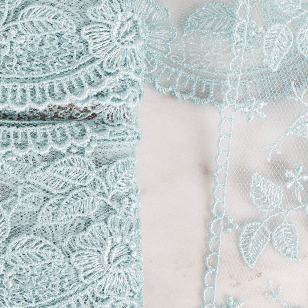 Önel Lace Ribbon, 5 cm, Sea Green, Flower Patterned - 60