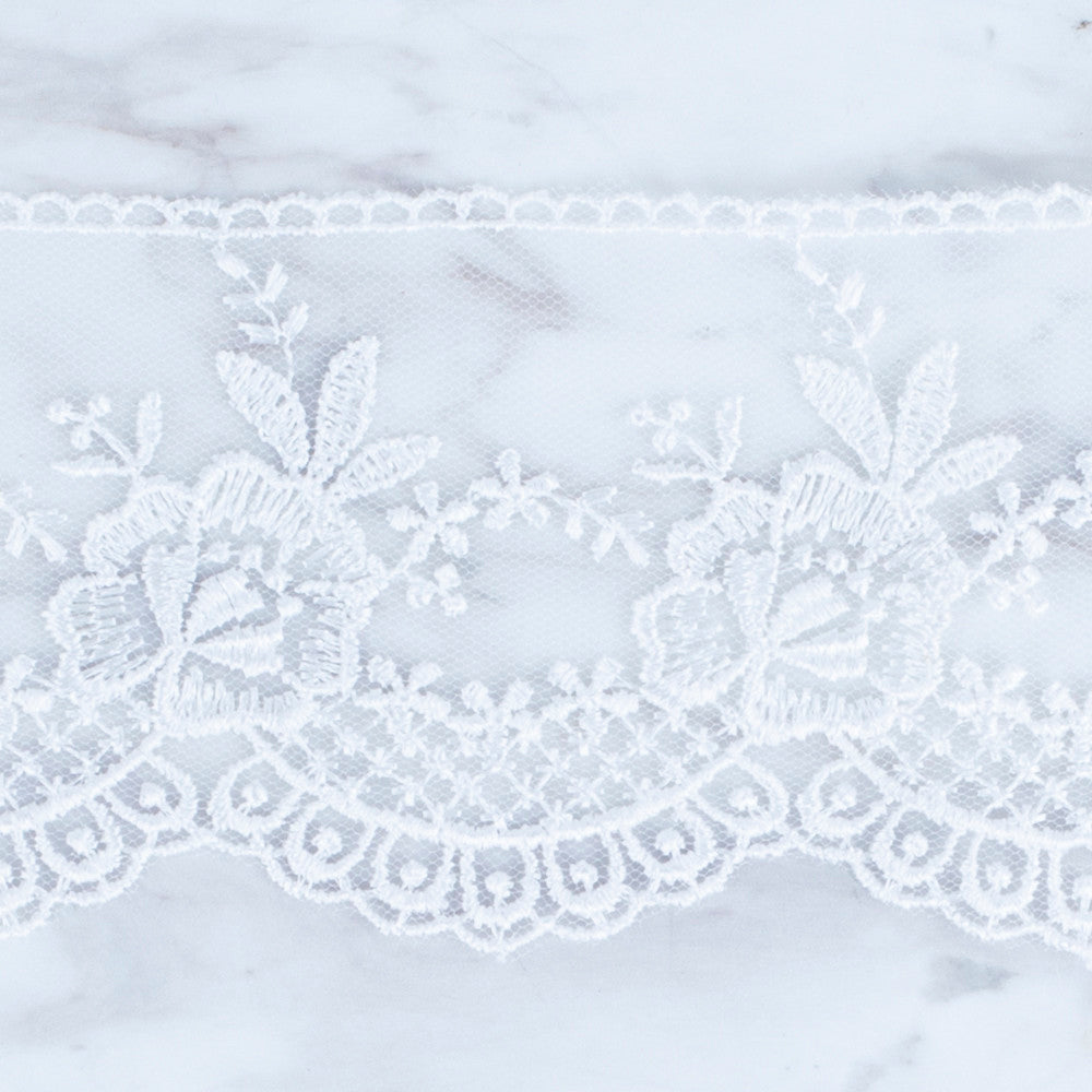 Önel Lace Ribbon, 7 cm, Ecru, Flower Patterned - 67