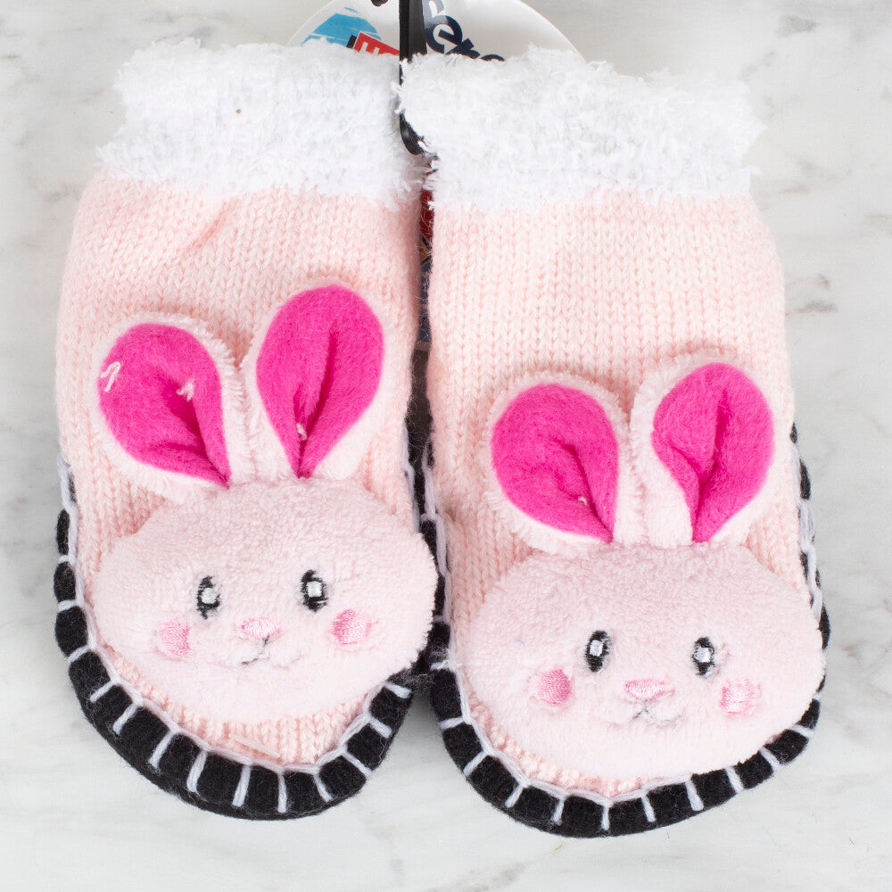 Loren Baby Booties, Light Pink Bunnie