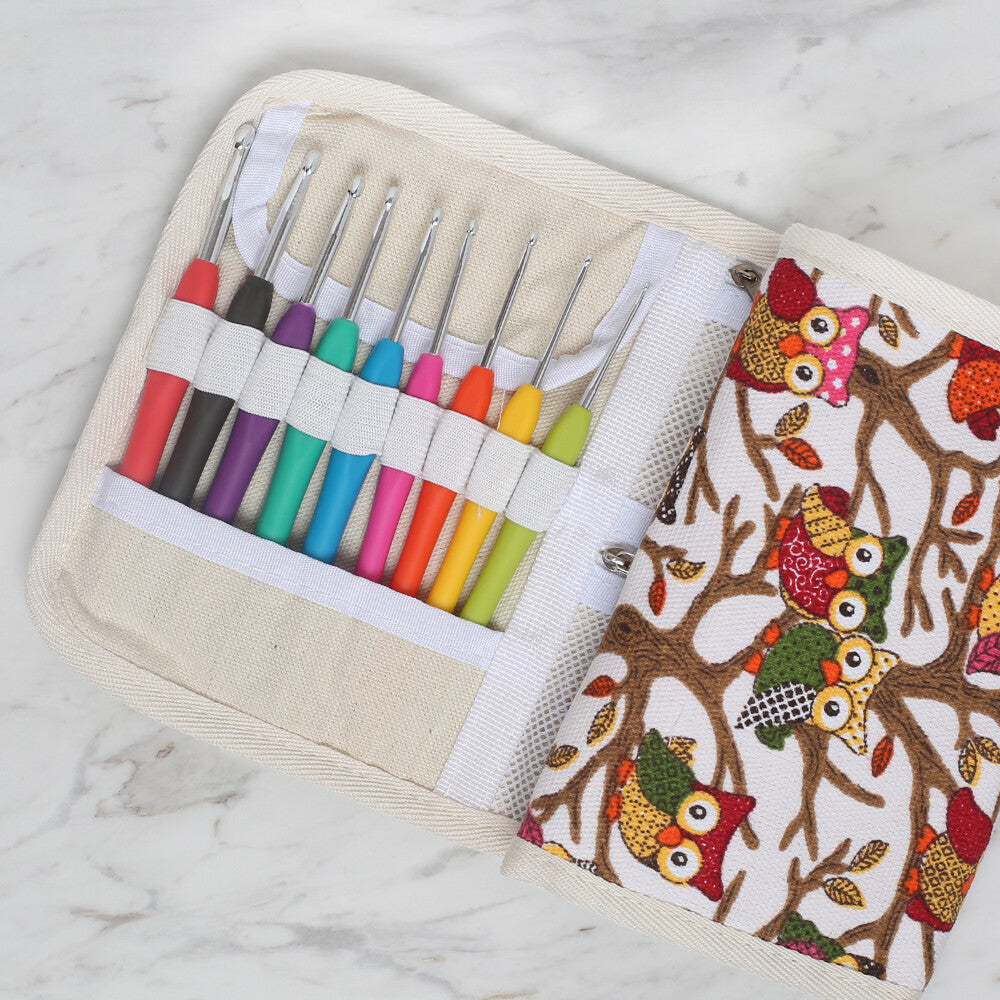 Loren Crochet Hook Set with Owl Patterned Bag 