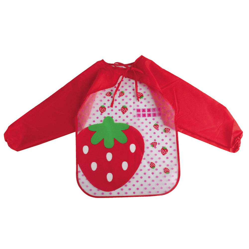 Lino 37x50 cm Strawberry Patterned Painting Apron, Red - LN-605L