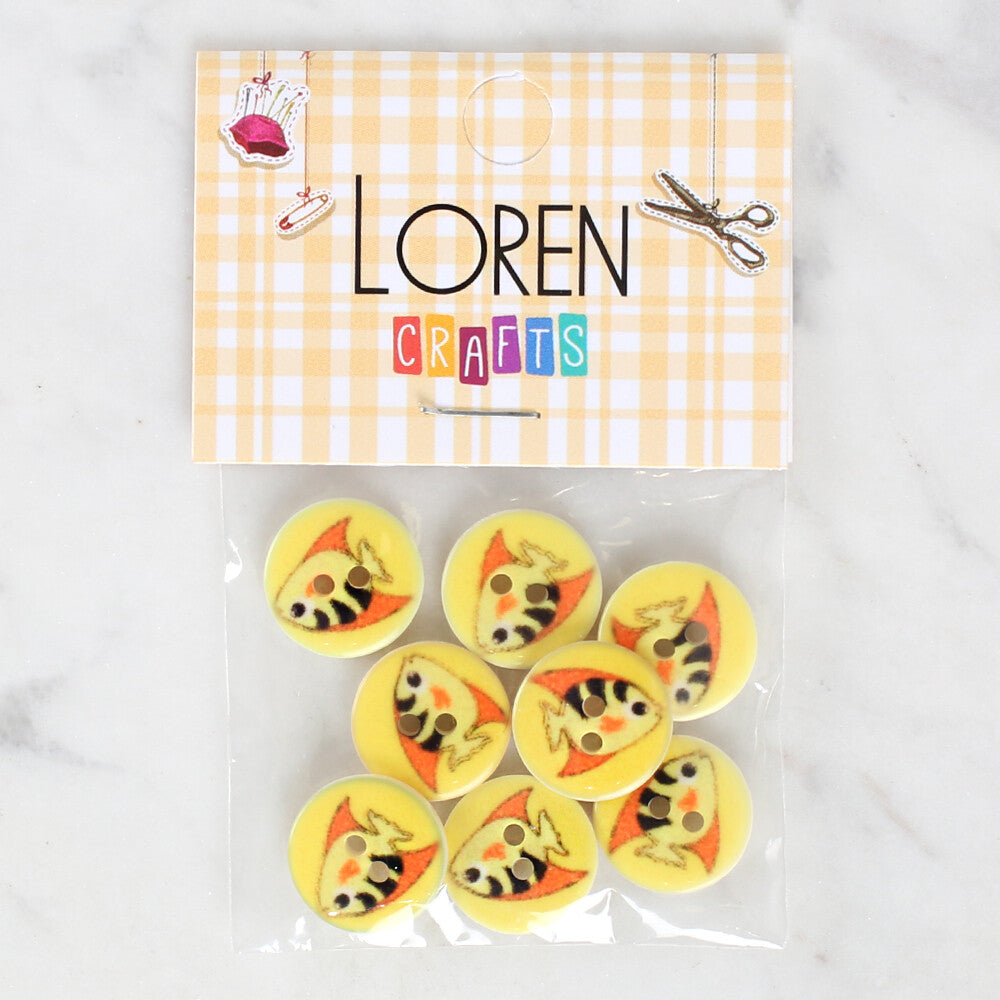 Loren Crafts 8 Pack Fish Patterned Button - 1183
