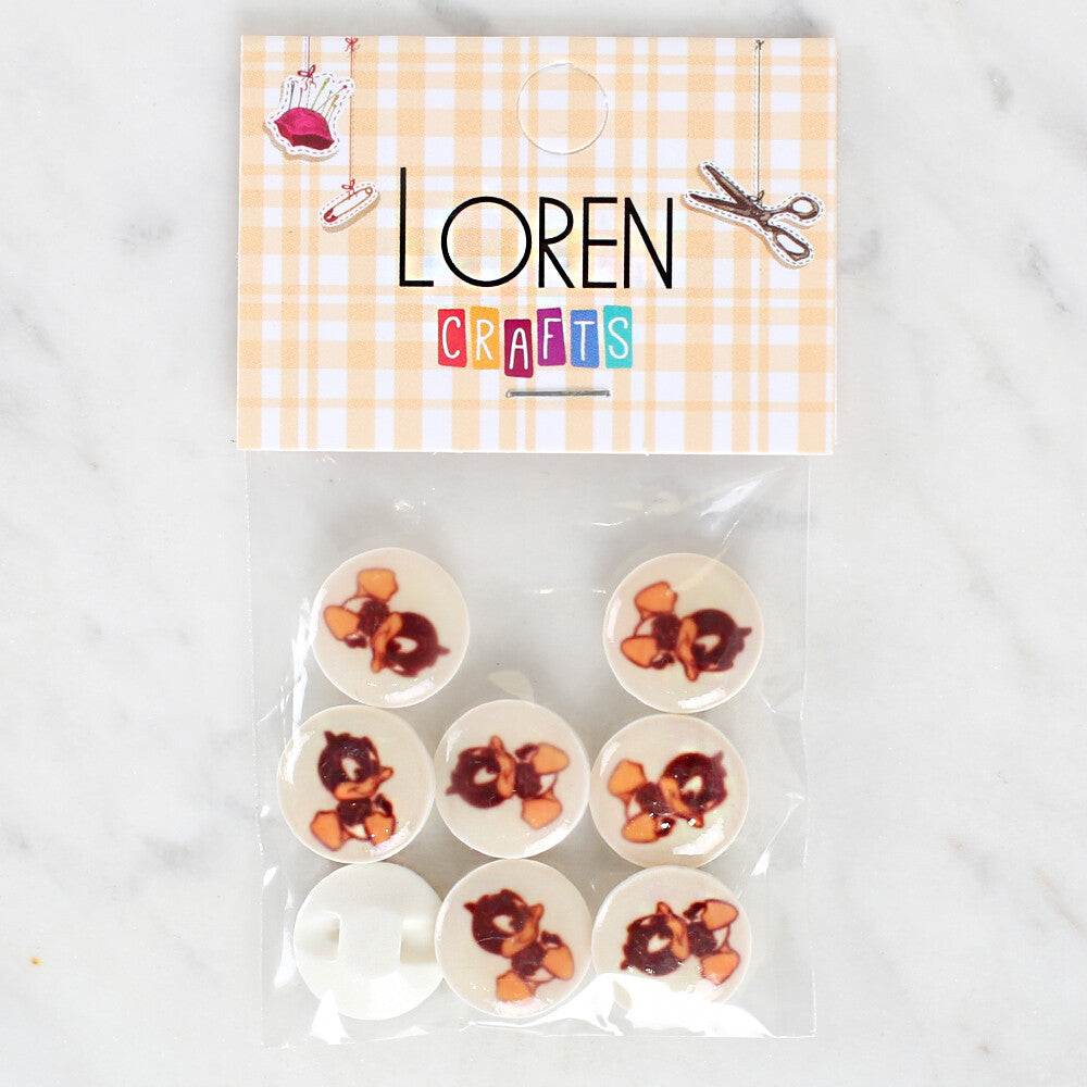 Loren Crafts 8 Pack Duck Patterned Button - 1201