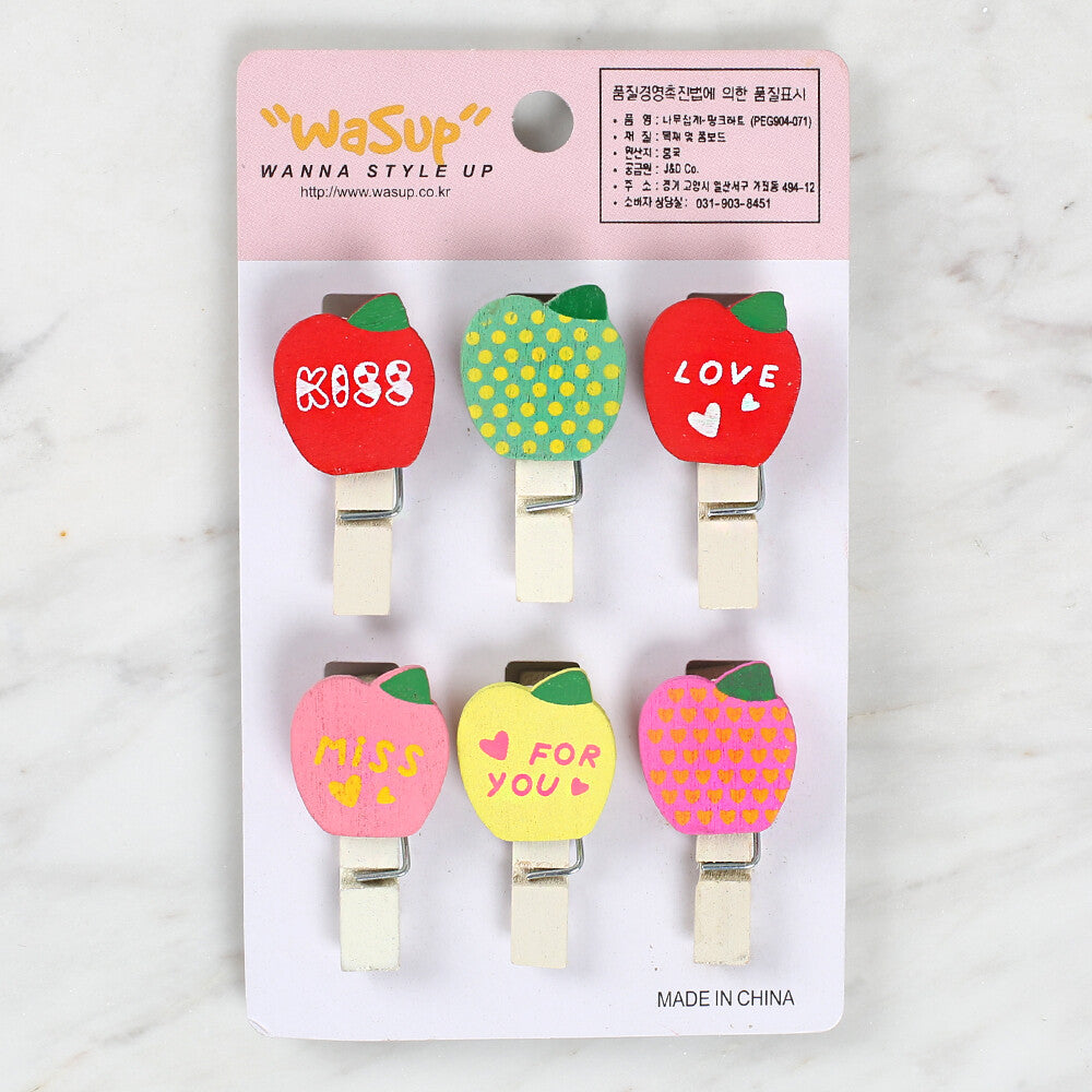 Loren 6 Pcs Apple Patterned Decorative Peg