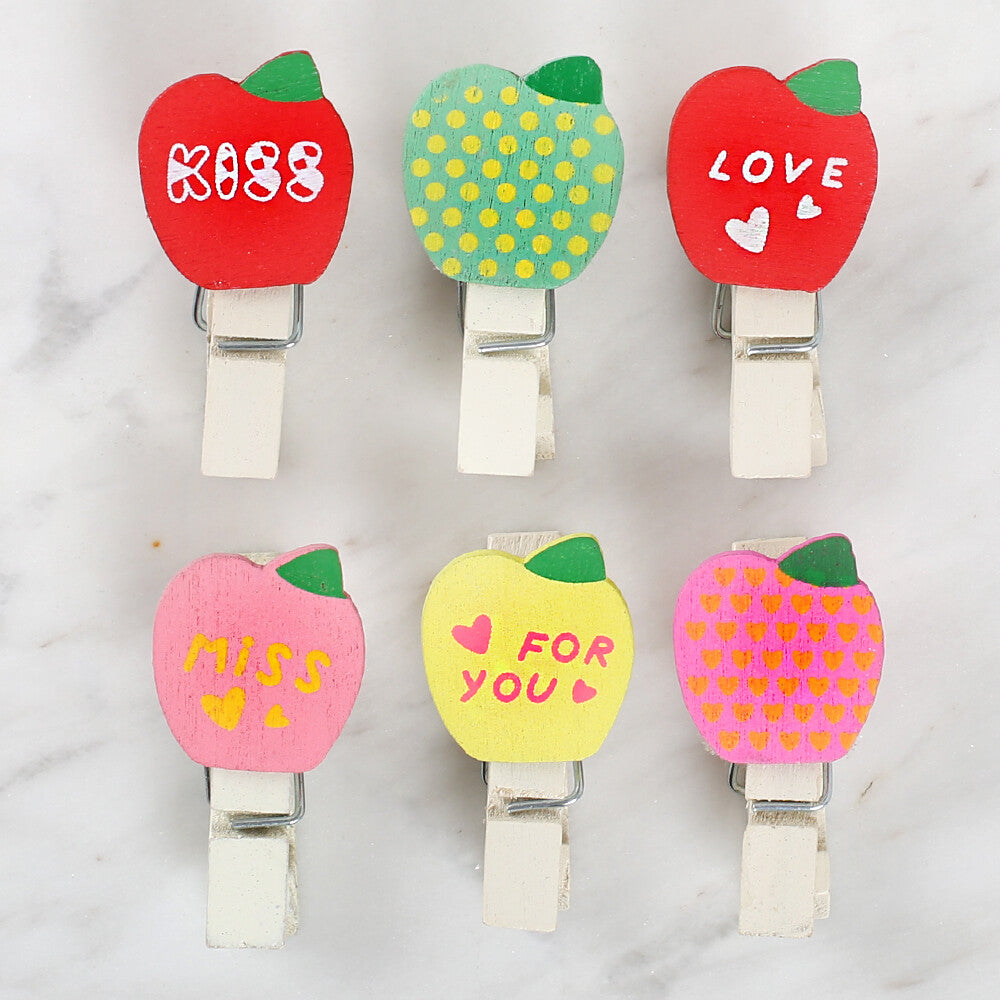 Loren 6 Pcs Apple Patterned Decorative Peg