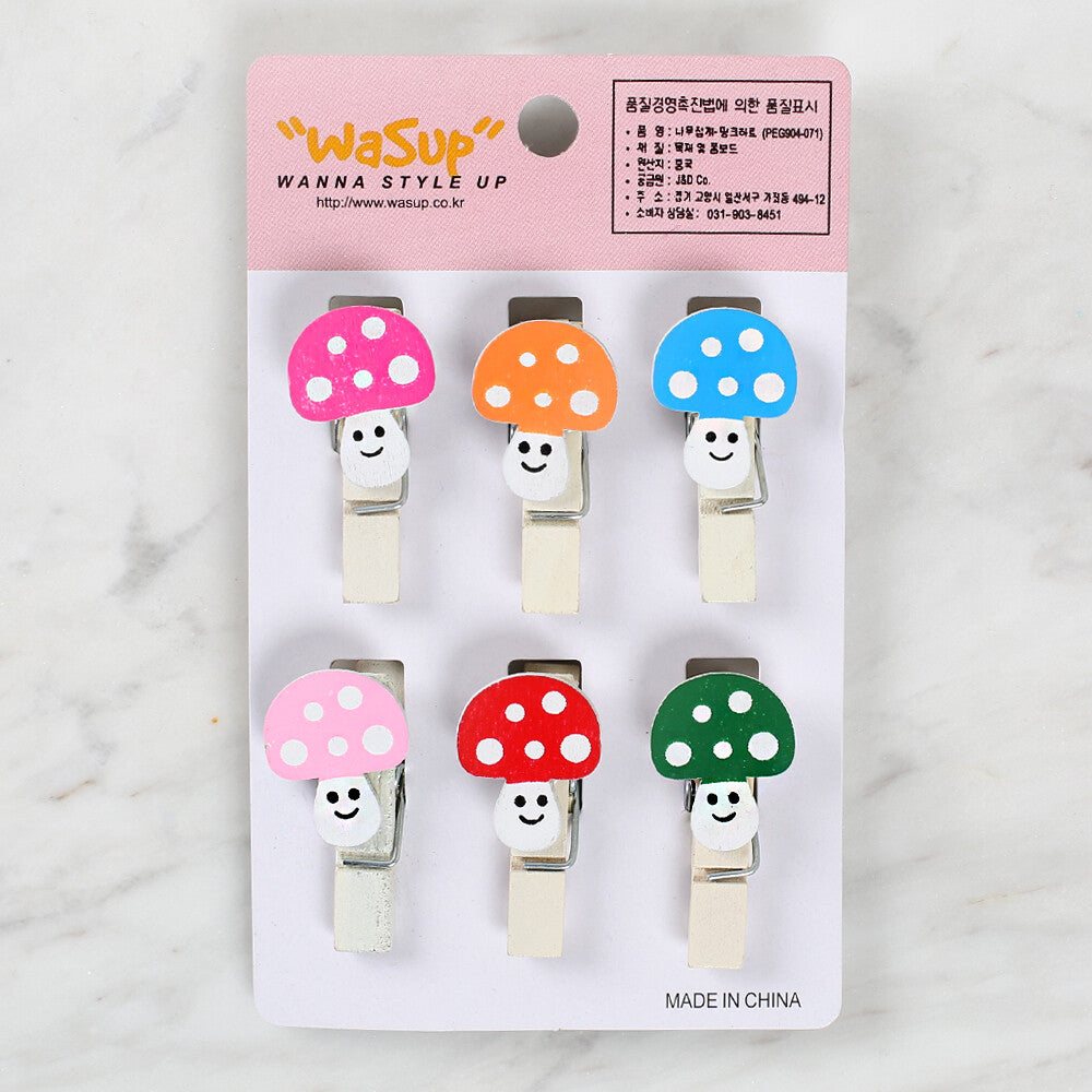 Loren 6 Pcs Mushroom Patterned Decorative Peg