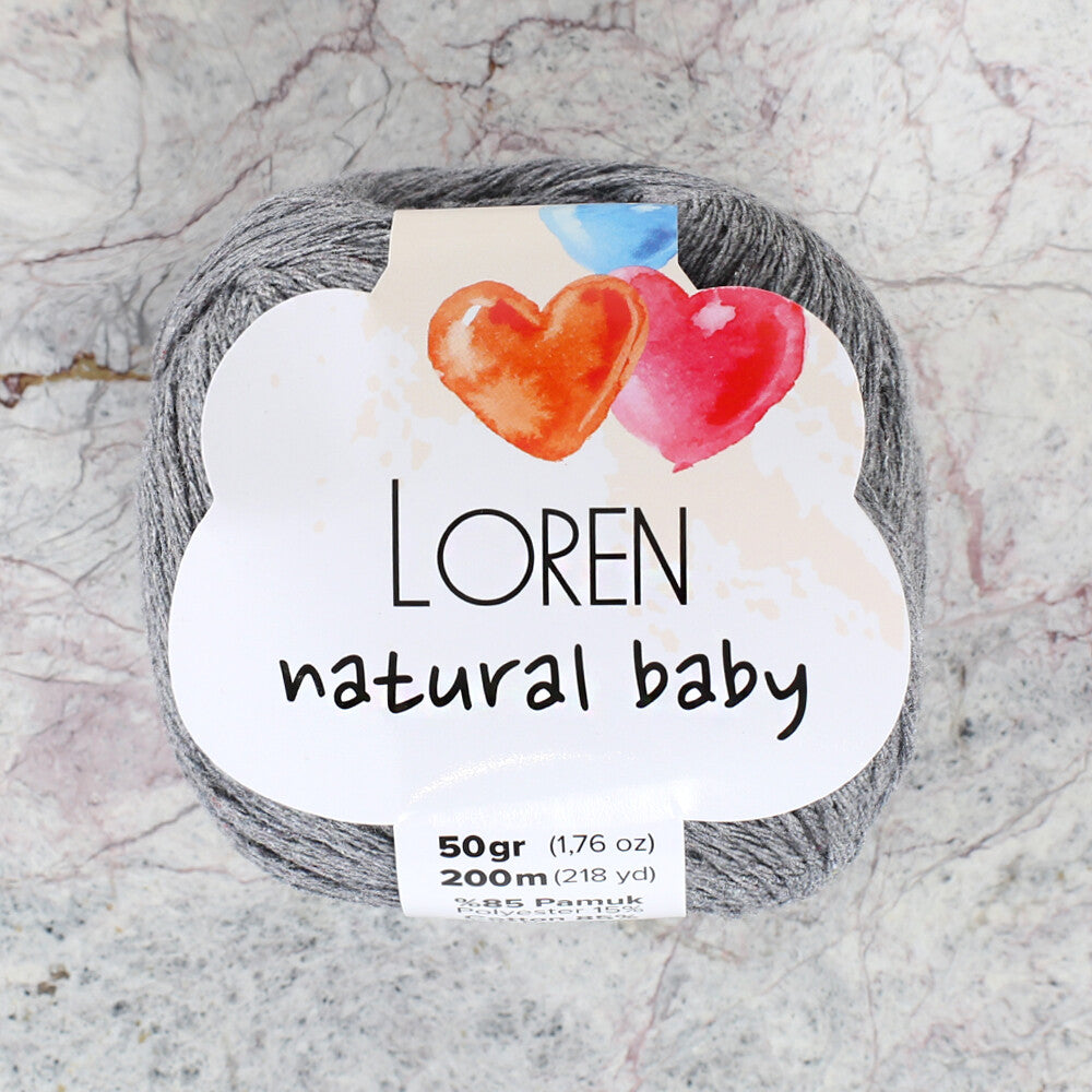Loren Natural Baby Yarn, Grey - R0042