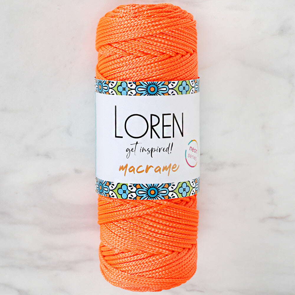 Loren Macrame Knitting Yarn, Neon Orange - L113