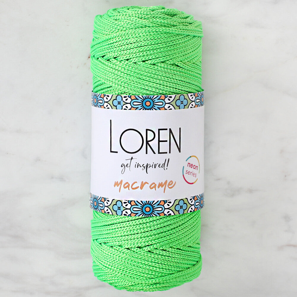 Loren Macrame Knitting Yarn, Neon Green - L115