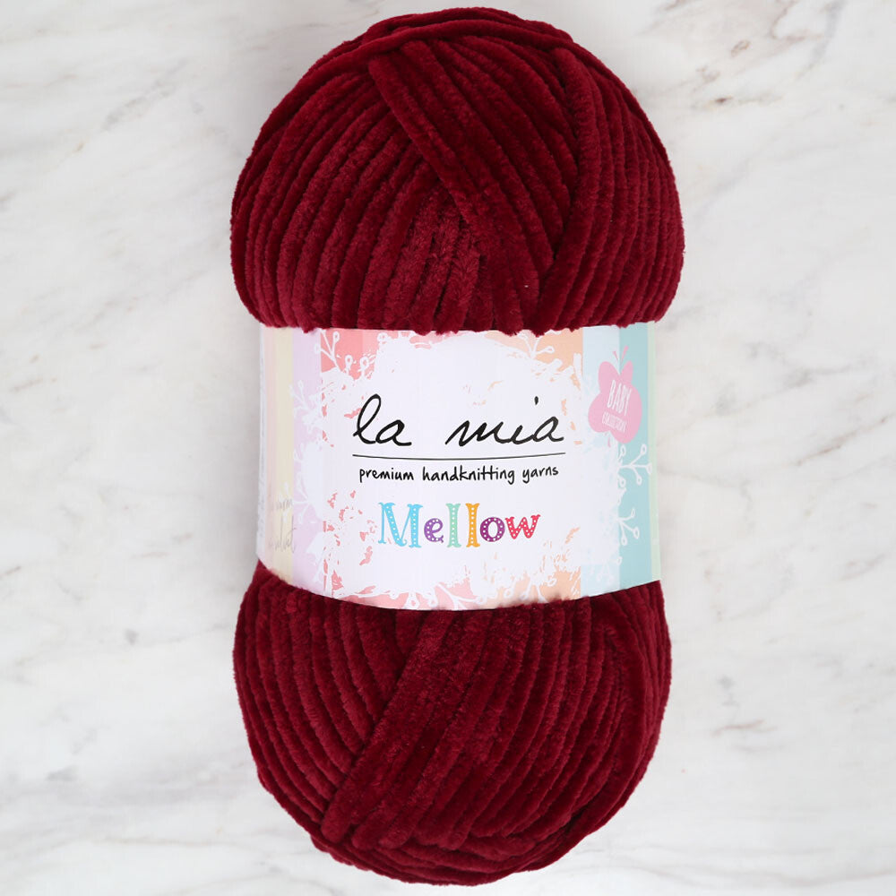 La Mia Mellow Chenille Yarn, Burgundy - 912