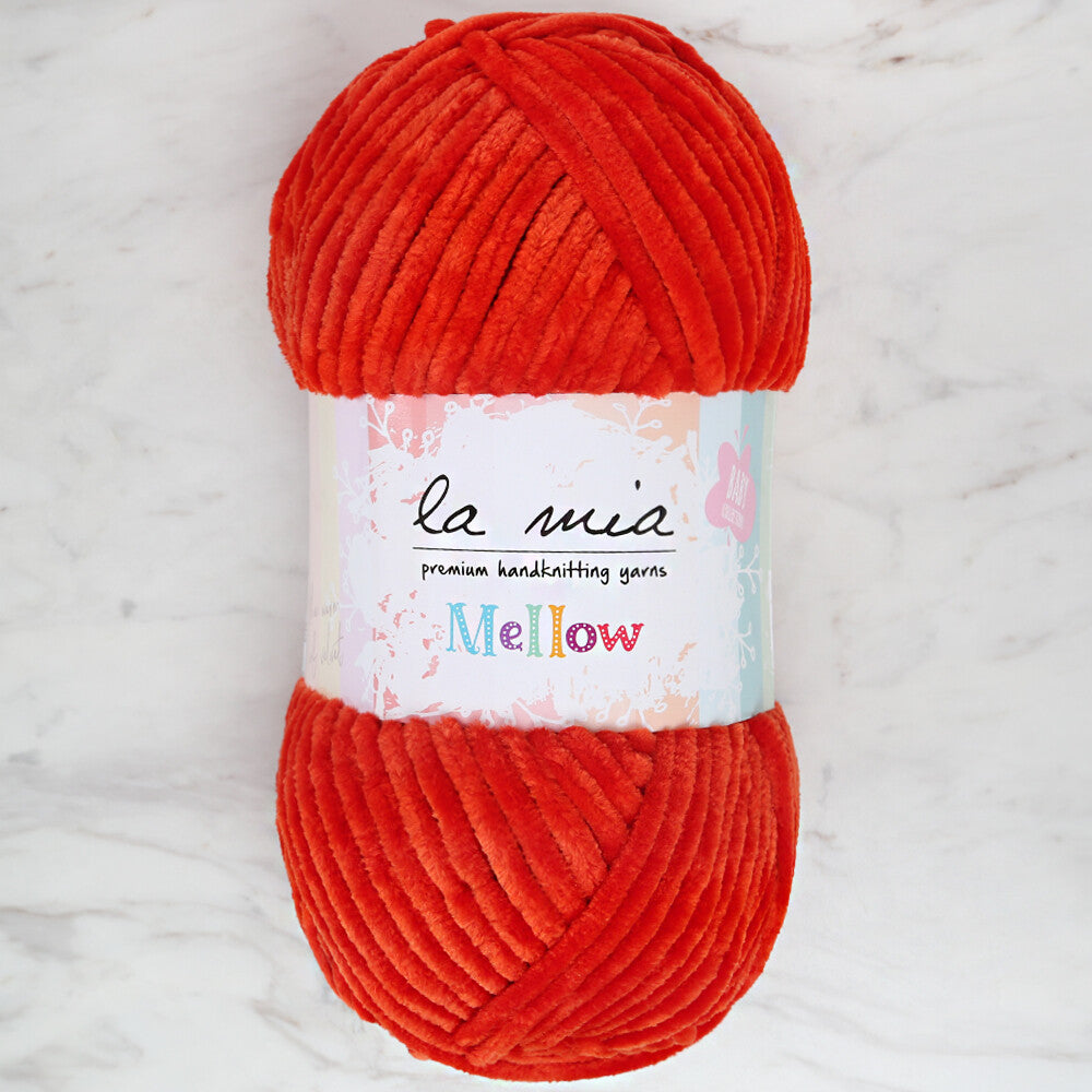 La Mia Mellow Chenille Yarn, Orange - 925