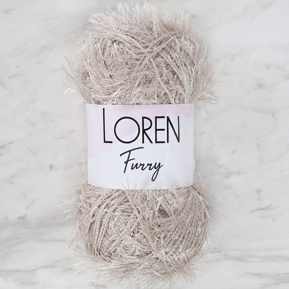 Loren Furry Knitting Yarn, Beige - RF050