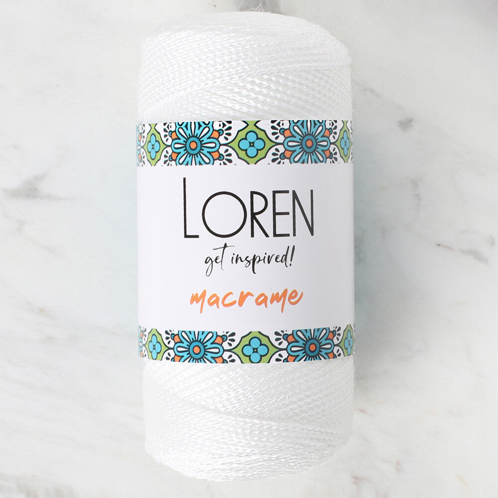 Loren Macrame Knitting Yarn, White - RM 002