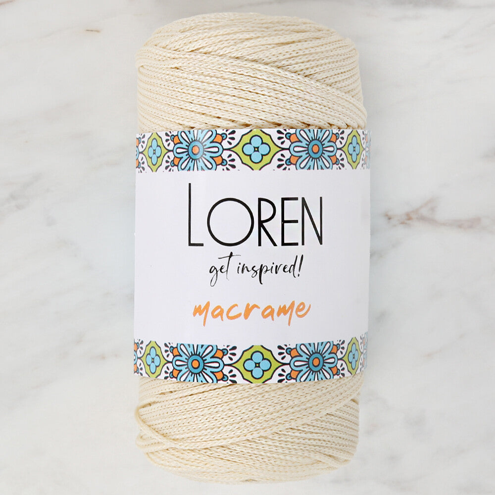 Loren Macrame Knitting Yarn, Cream - RM 016