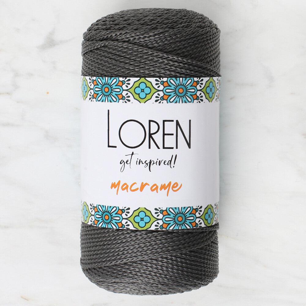 Loren Macrame Knitting Yarn, Anthracite- RM 067
