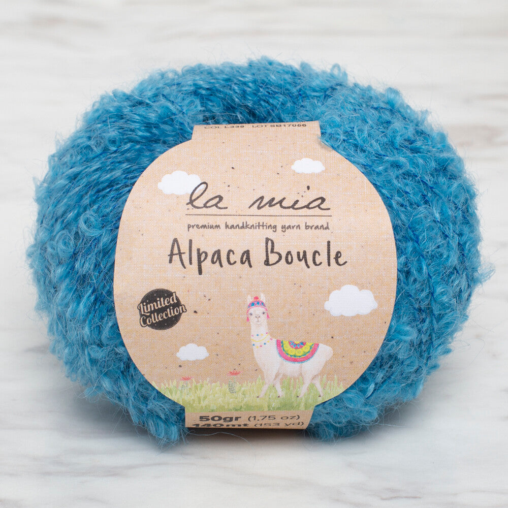 La Mia 50 Gr Alpaca Boucle Yarn, Blue - L339