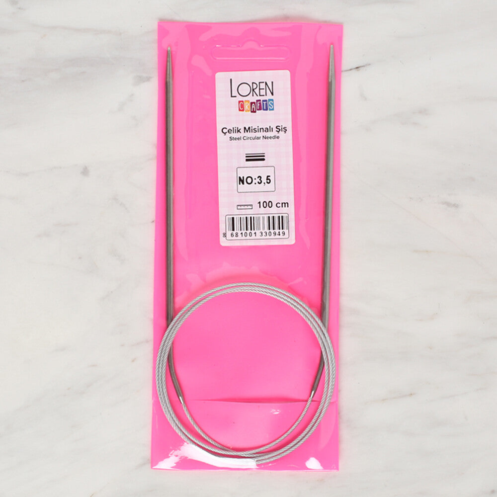 Loren Crafts 3.5mm 100 cm Steel Circular Knitting Needles