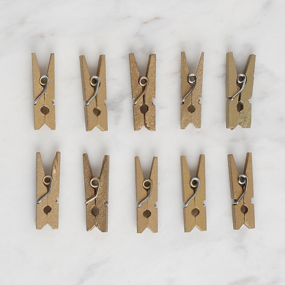 Loren Crafts 10 Pcs Mini Pegs, Gold