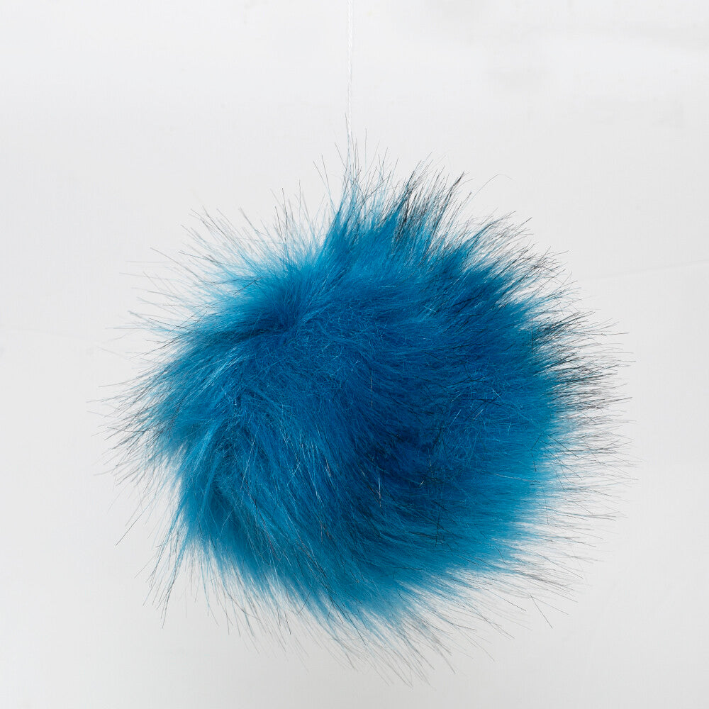 Loren Faux Pom Pom, Blue